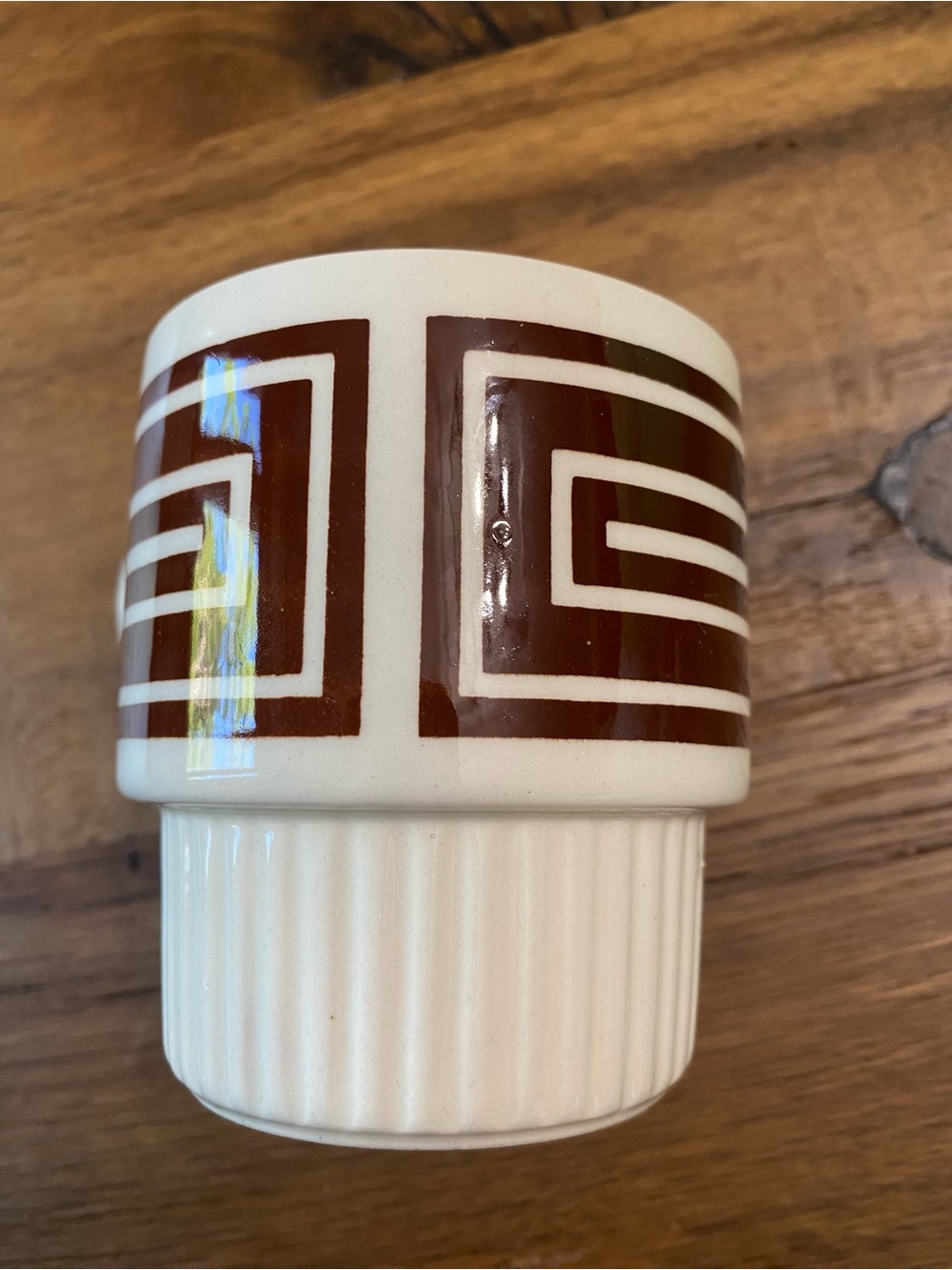 Vintage McCoy USA Brown And White Stackable Coffee Mugs Mid Century Modern - Picture 3 of 7